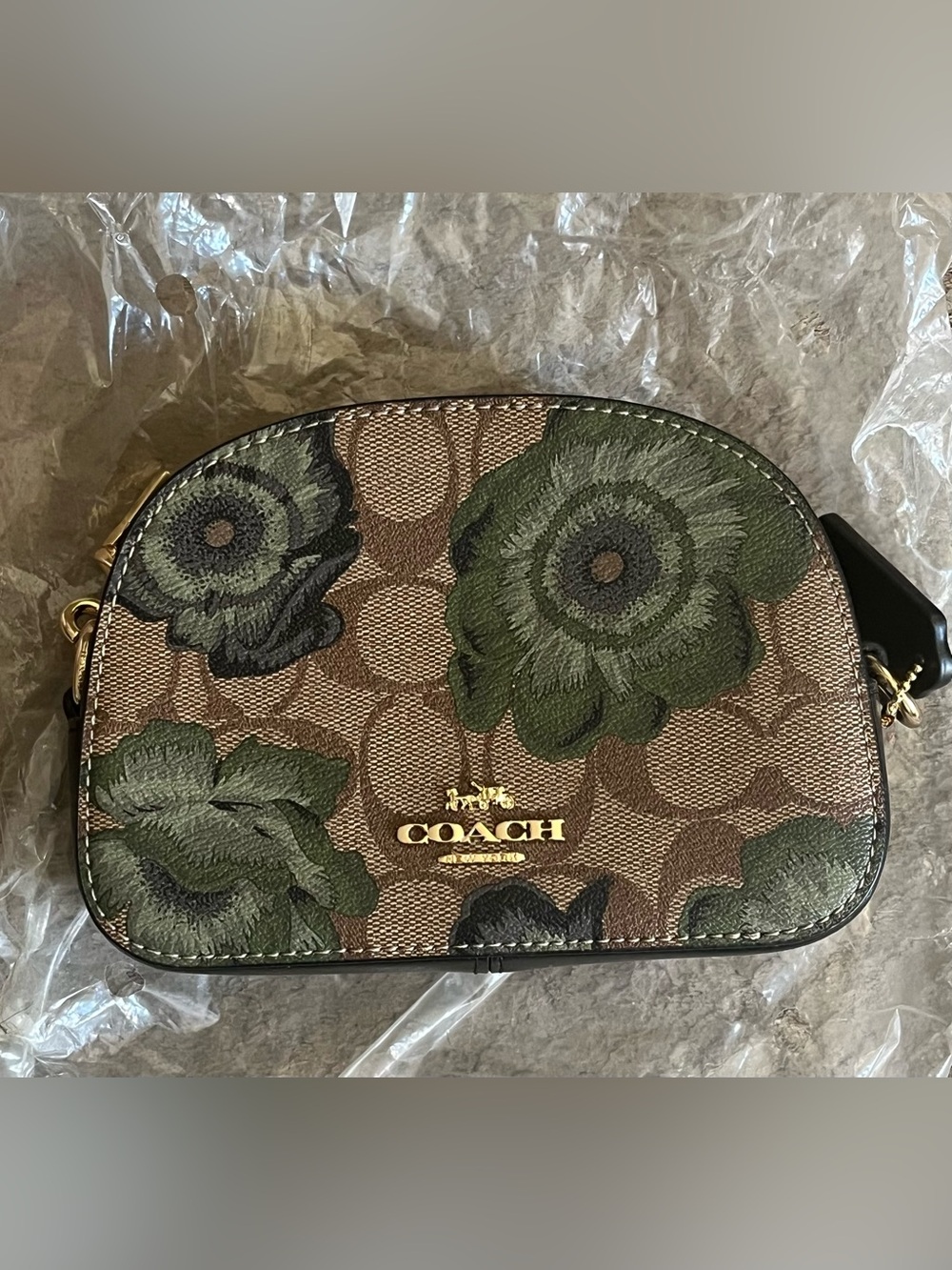 Coach Mini Serena Kaffe Fassett Print C4577 Crossbody IM/Khaki Green Multi - Picture 4 of 7